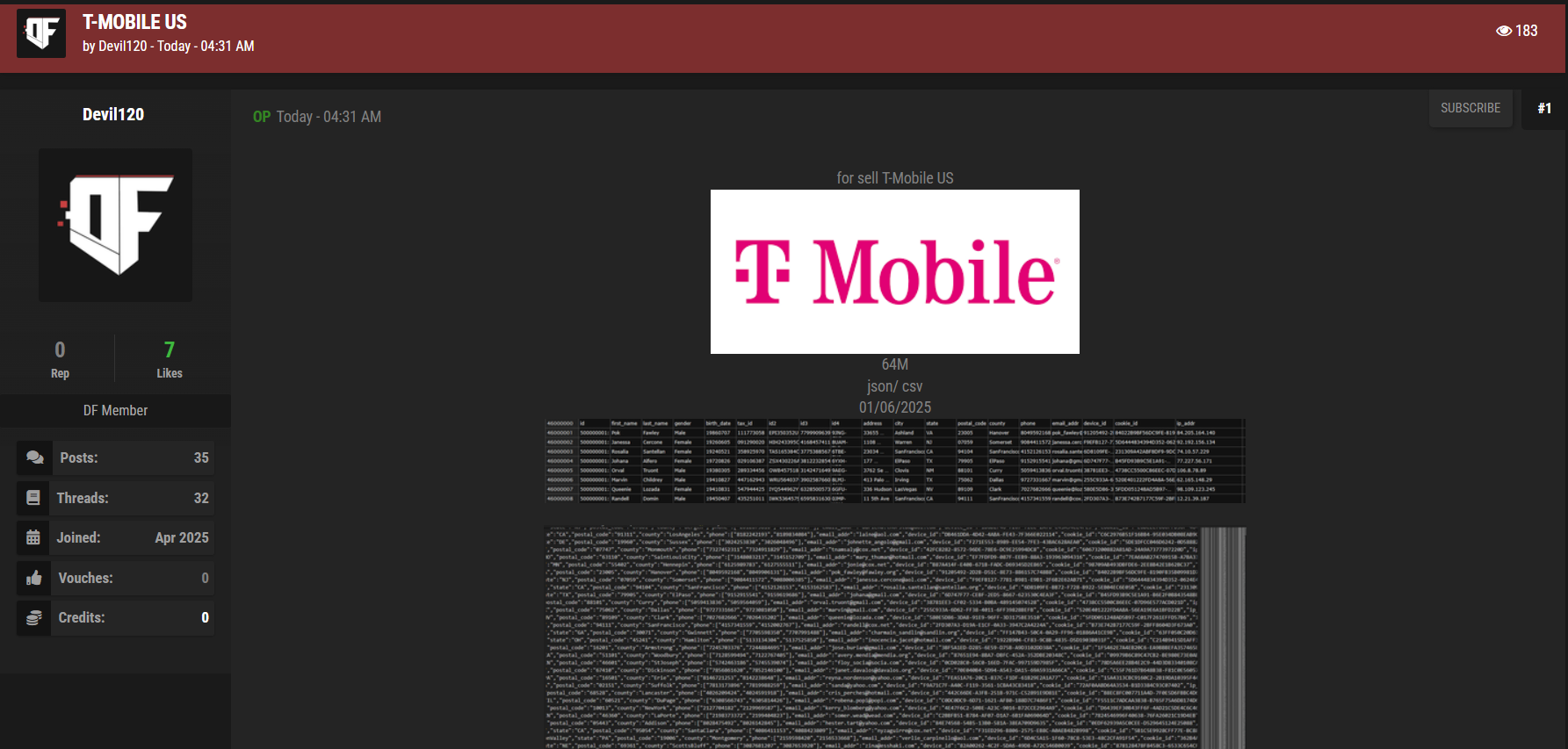 T-Mobile涉嫌数据外泄-xLab 威胁情报