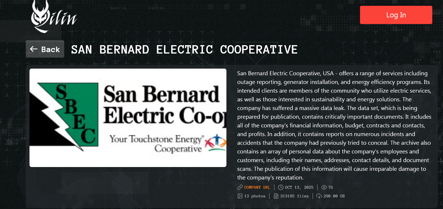 Inc.圣伯纳德电力合作社成为Qilin勒索软件的受害者-xLab 威胁情报