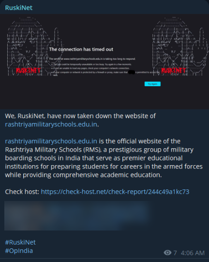 RuskiNet针对班加罗尔Rashtriya军事学校网站-xLab 威胁情报