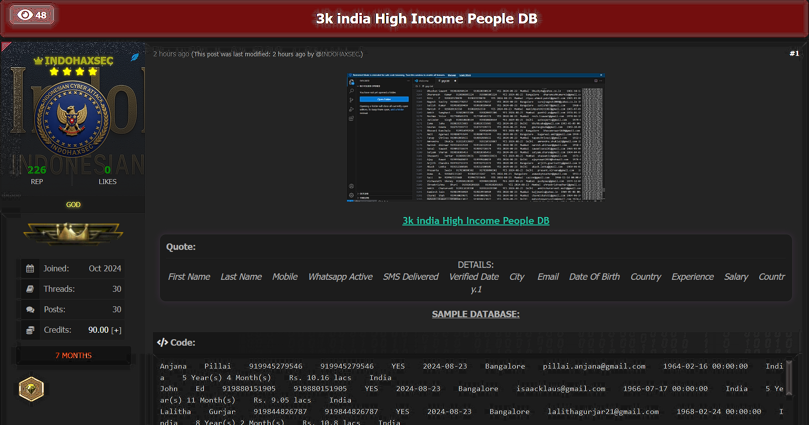 涉嫌出售3K印度高收入人群数据-xLab 威胁情报