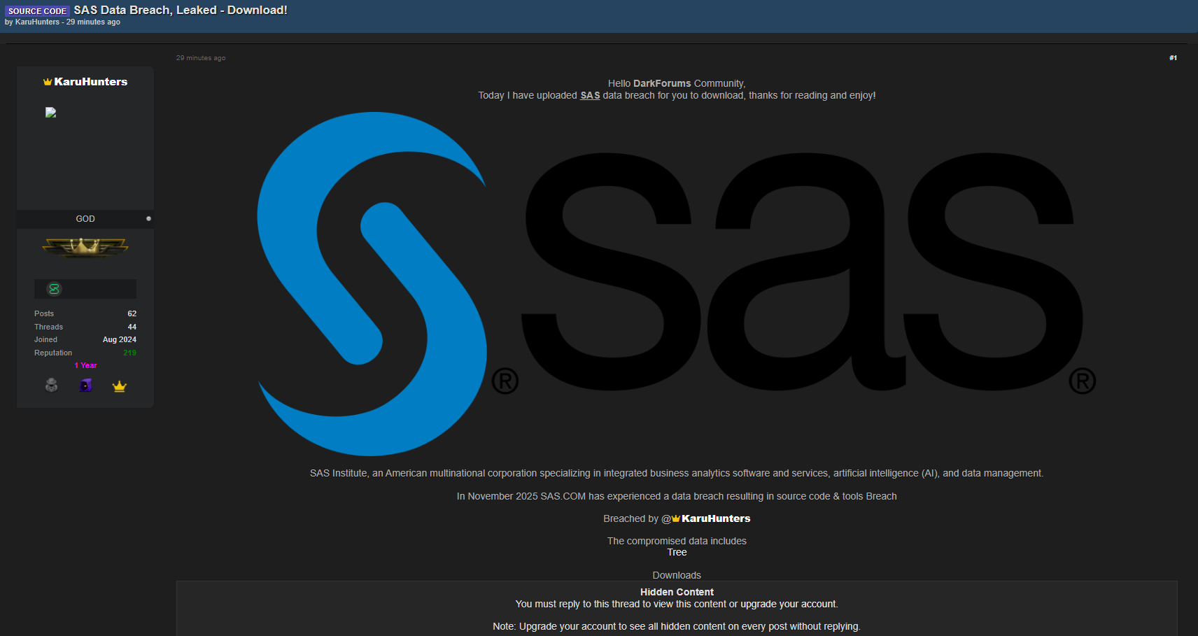 INC.SAS研究所涉嫌数据外泄-xLab 威胁情报