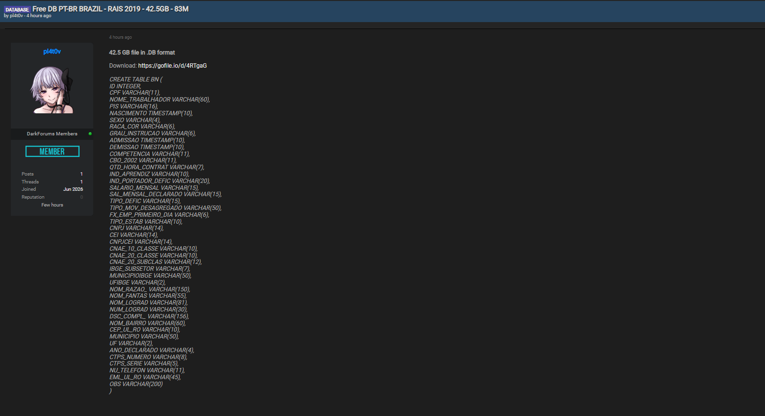 Alleged leak of the Brazilian President (PT-BR) Database-xLab 威胁情报