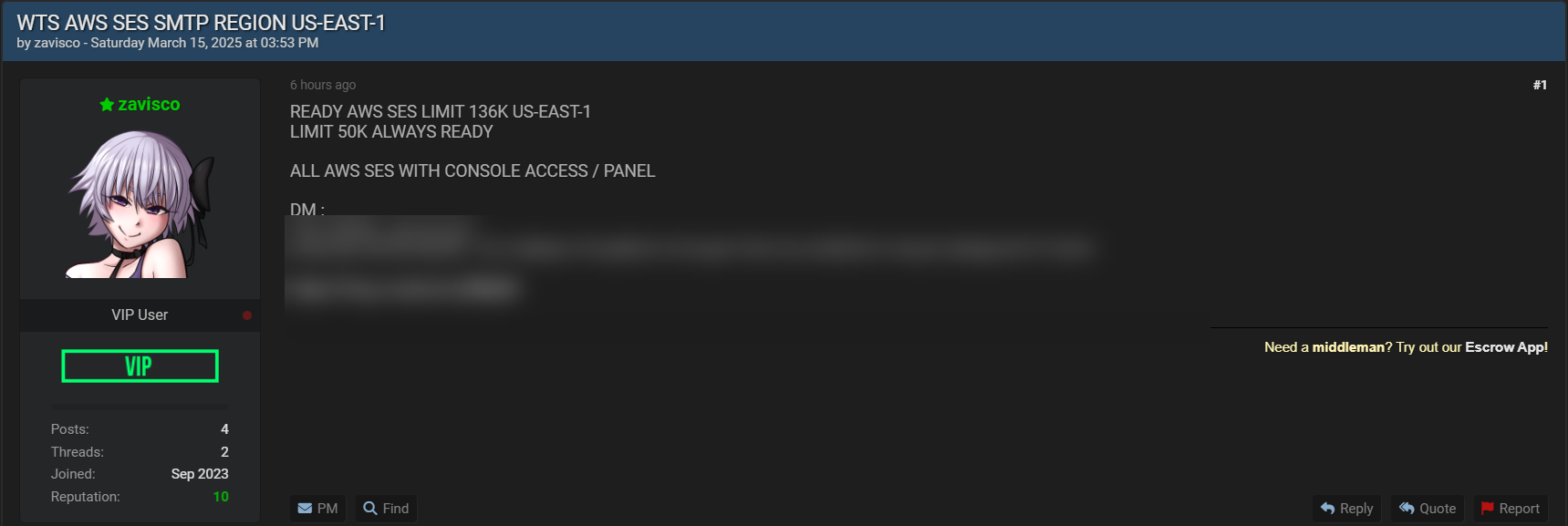 涉嫌出售美国east-1地区的使用权-xLab 威胁情报