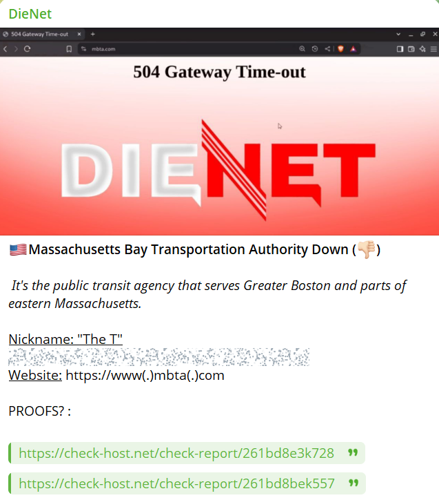 DieNet瞄准马萨诸塞湾交通局网站-xLab 威胁情报