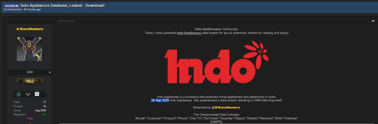 Indo Appliances涉嫌数据外泄-xLab 威胁情报