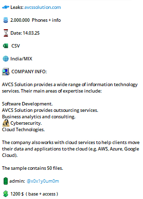 AVC Solutions Inc.涉嫌数据库销售-xLab 威胁情报