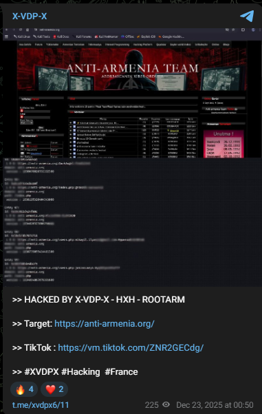 X-VDP-X targets the websites of Anti-Armenia Team-xLab 威胁情报