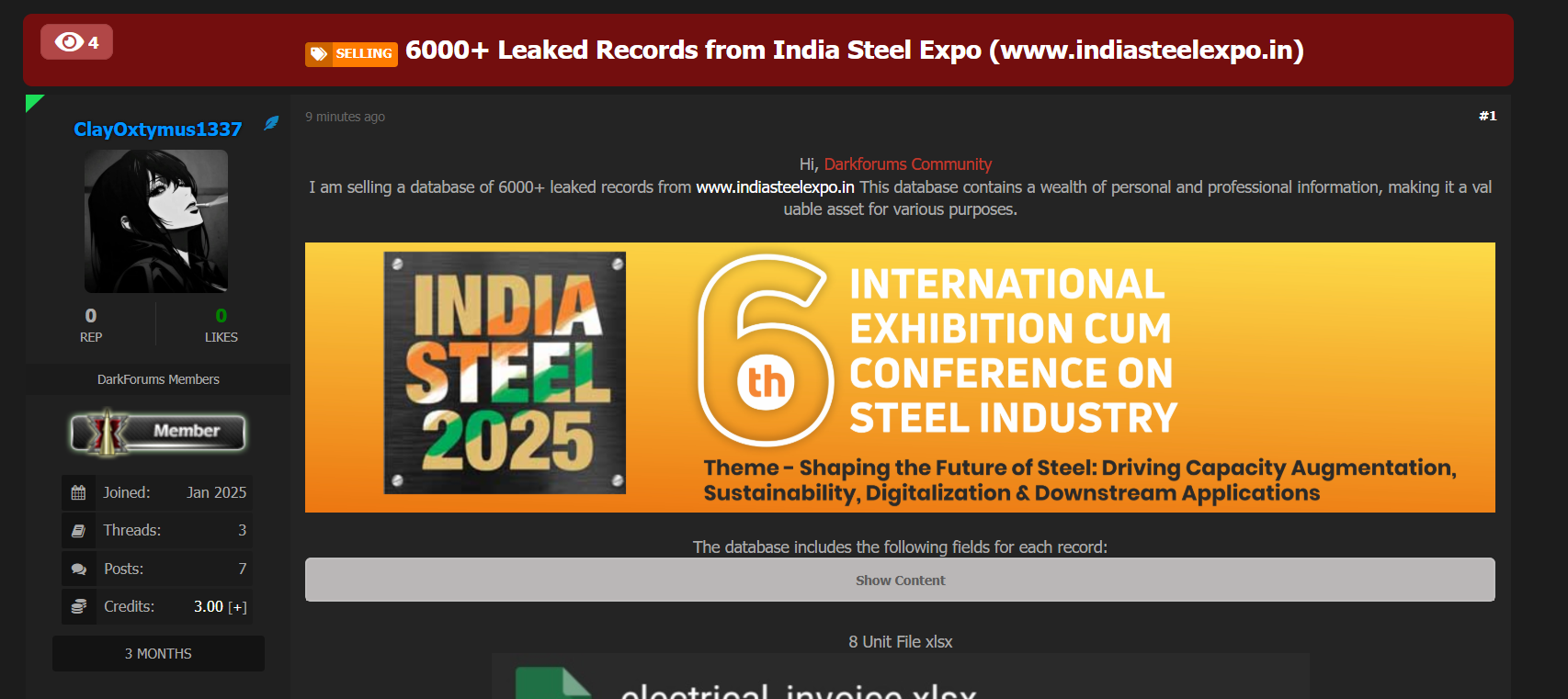 2025年印度钢铁博览会涉嫌数据外泄-xLab 威胁情报