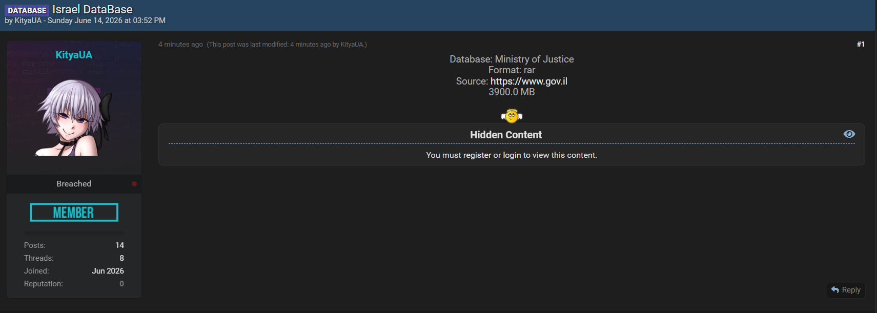 Alleged data breach of Israel Ministry of Justice-xLab 威胁情报