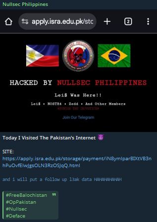 NULLSEC菲律宾瞄准Isra大学网站-xLab 威胁情报