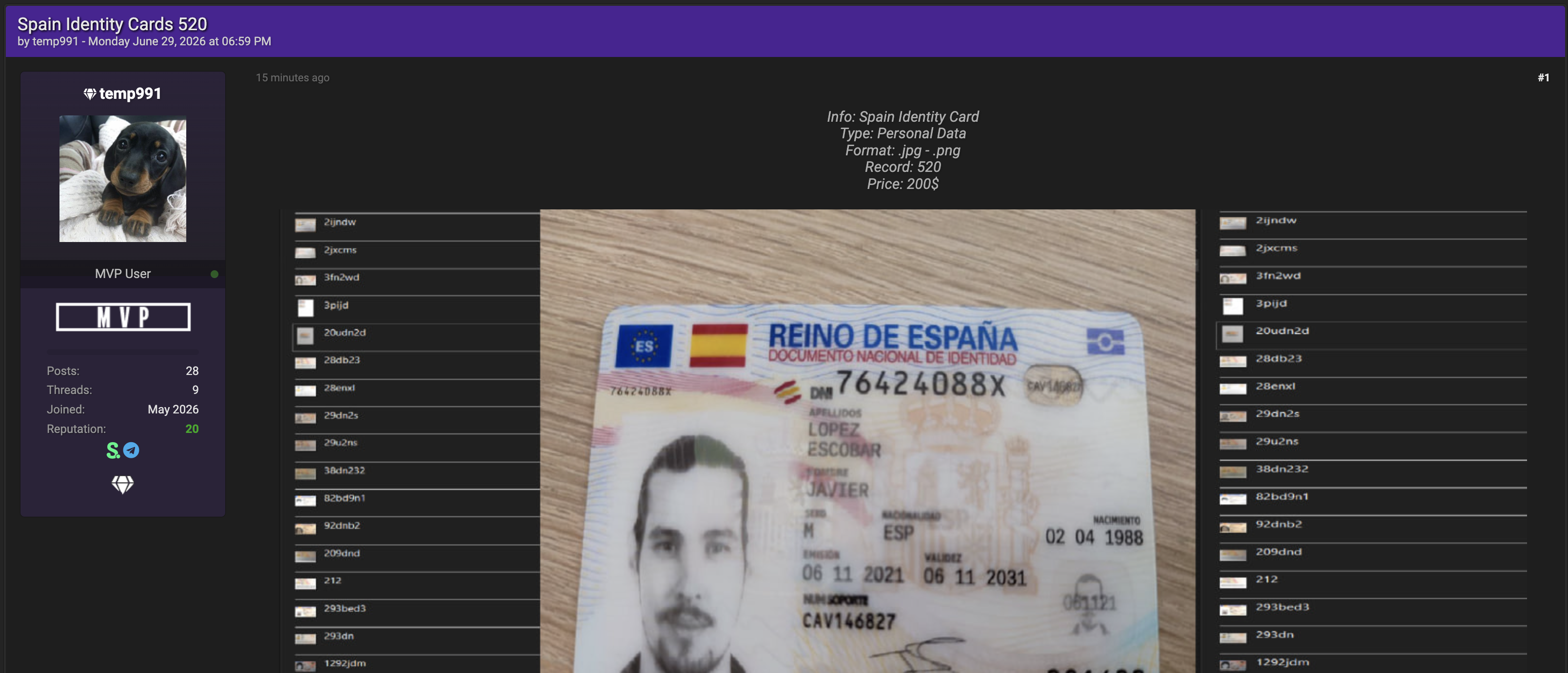 Alleged data leak of Spain Identity Cards From Spain-xLab 威胁情报