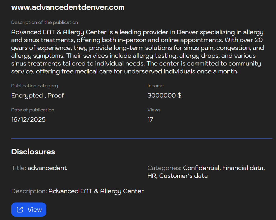 高级耳鼻喉科和过敏中心将victim归咎于LYNX勒索软件-xLab 威胁情报
