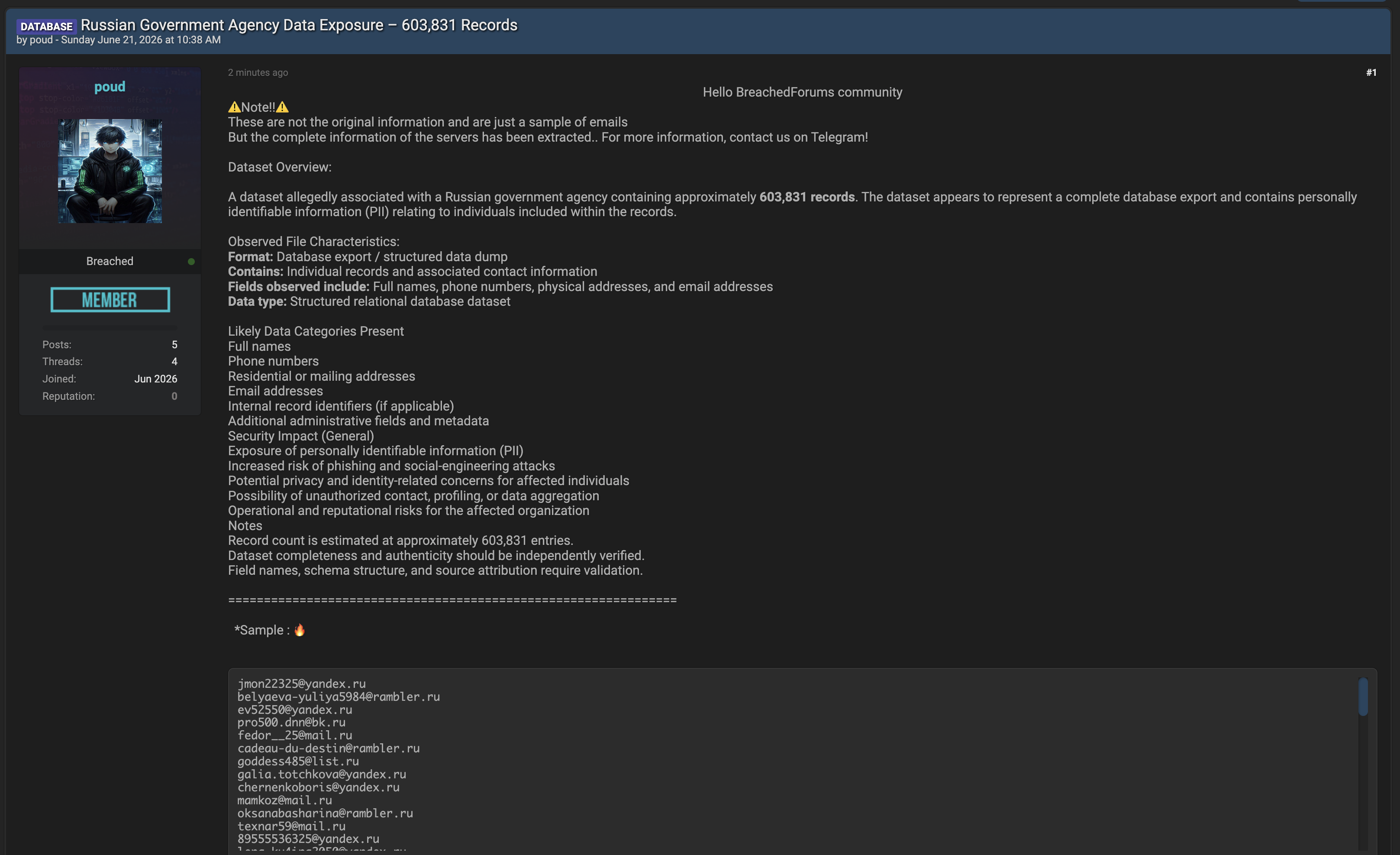 Alleged data leak of Russian Government Agency-xLab 威胁情报