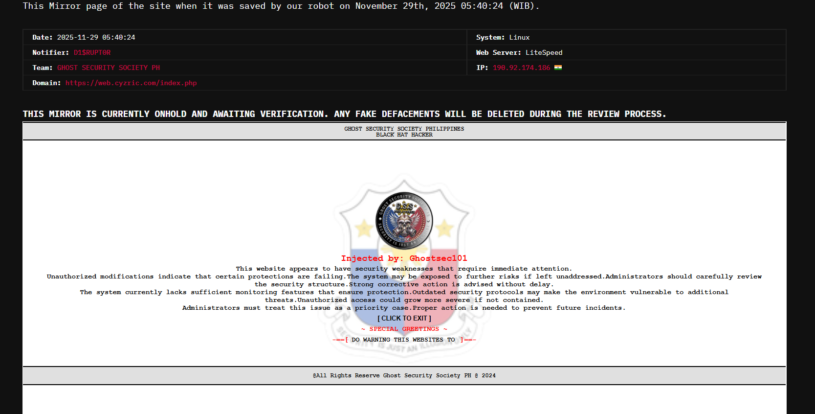 D1$RUPT0R针对Cyzric India Services的网站-xLab 威胁情报