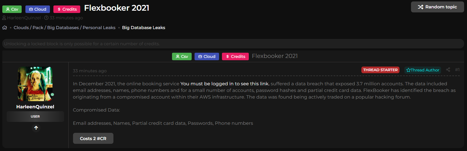 FlexBooker涉嫌数据外泄-xLab 威胁情报