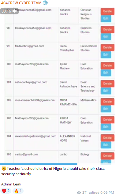 Alleged Data leak of Teacher's school in Nigeria-xLab 威胁情报