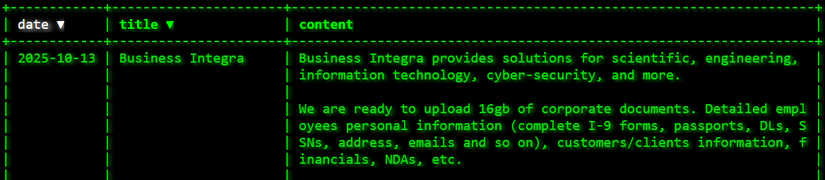 Business Integra Technology Solutions、Inc.成为akira勒索软件的受害者-xLab 威胁情报