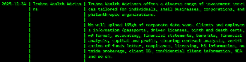 Trubee Wealth Advisors将victim归咎于Akira勒索软件-xLab 威胁情报