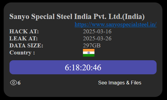 Mahindra Sanyo Special Steel Pvt Ltd成为NightSpire勒索软件的受害者-xLab 威胁情报