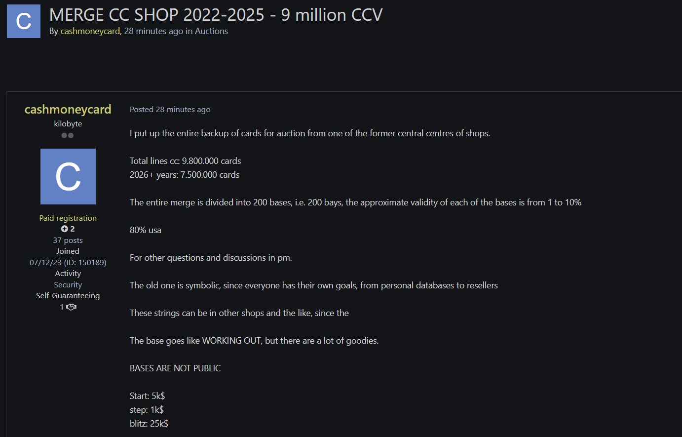 涉嫌出售合并信用卡数据库-xLab 威胁情报