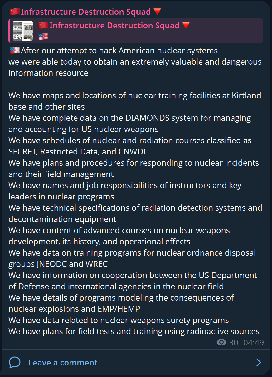 涉嫌未经授权访问美国不明核训练和安全系统-xLab 威胁情报