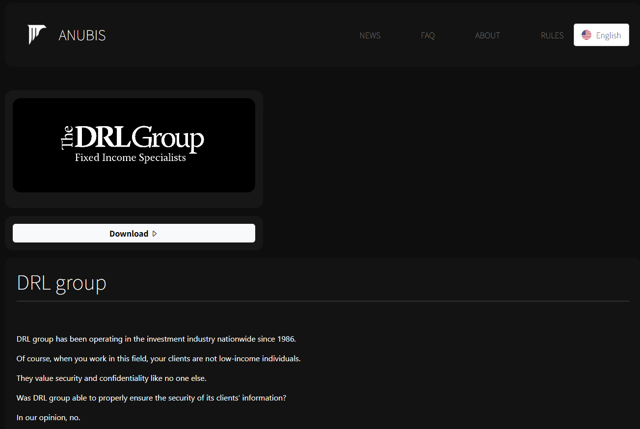 DRL集团成为ANUBIS勒索软件的受害者-xLab 威胁情报