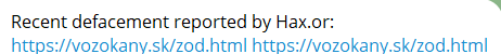 Hax.or targets the website of Municipality of Vozokany-xLab 威胁情报