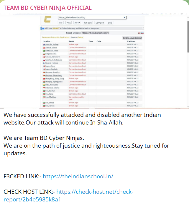 TEAM BD CYBER NINJA瞄准印度学校网站-xLab 威胁情报