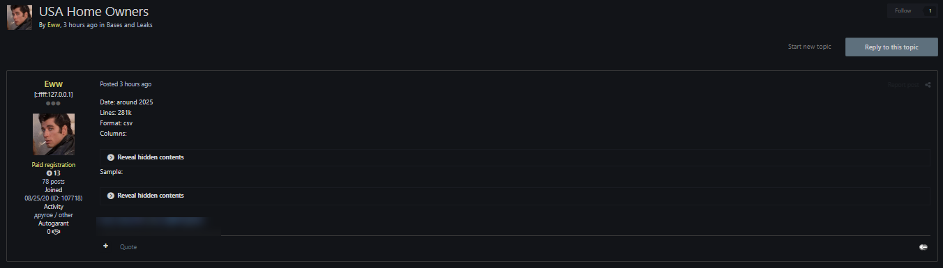 涉嫌数据泄露美国房主-xLab 威胁情报