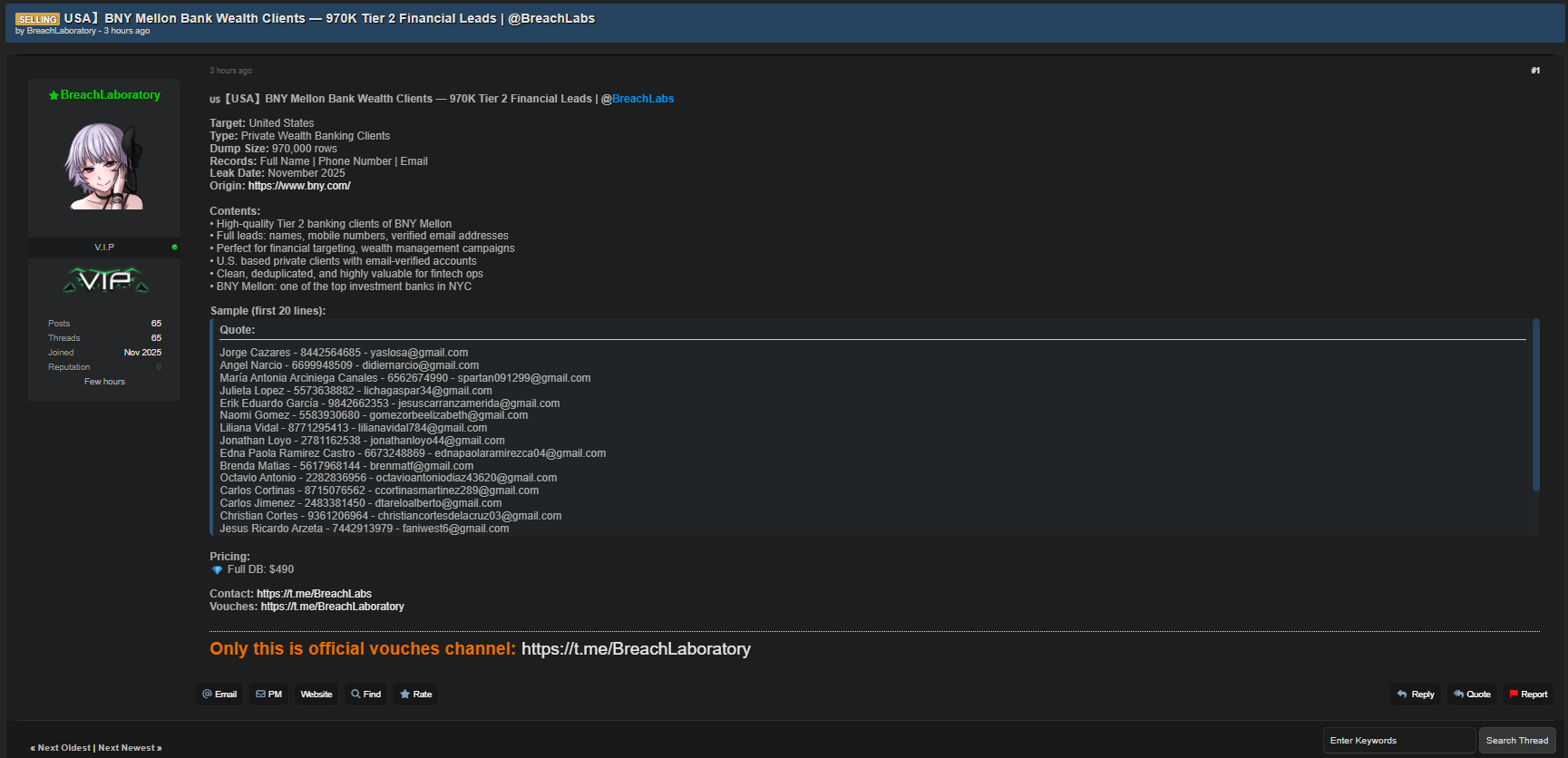 涉嫌出售纽约银行数据-xLab 威胁情报