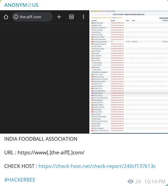 匿名∅美国瞄准印度足球队网站-xLab 威胁情报