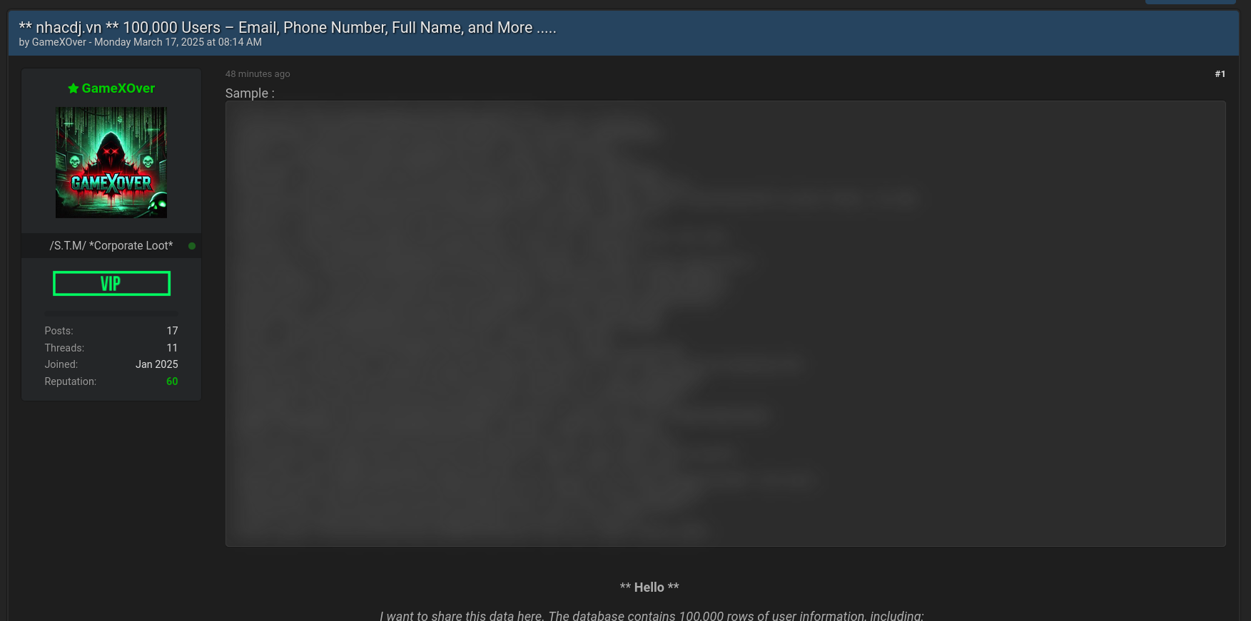NhacDJ.Vn涉嫌数据泄漏-xLab 威胁情报