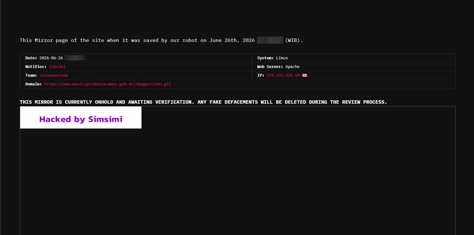 JavaneseTeam targets the website of Atacames City Hall-xLab 威胁情报