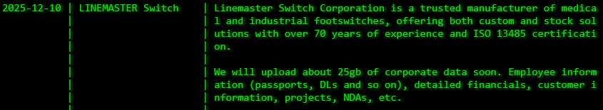 Linemaster Switch公司成为akira勒索软件的受害者-xLab 威胁情报