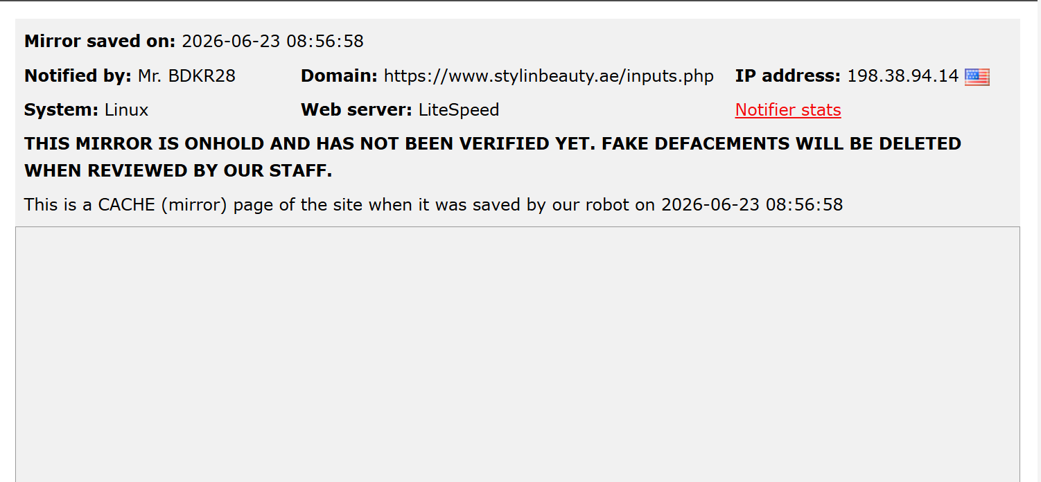 Mr. BDKR28 targets the website of Stylin Lash & Beauty Ladies Salon-xLab 威胁情报