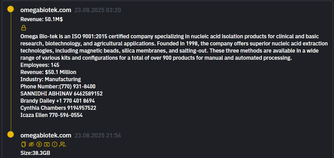 Omega Bio-tek成为INC RANSOM勒索软件的受害者-xLab 威胁情报