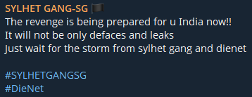 SYLHET GANG-SG和DieNet声称针对印-xLab 威胁情报