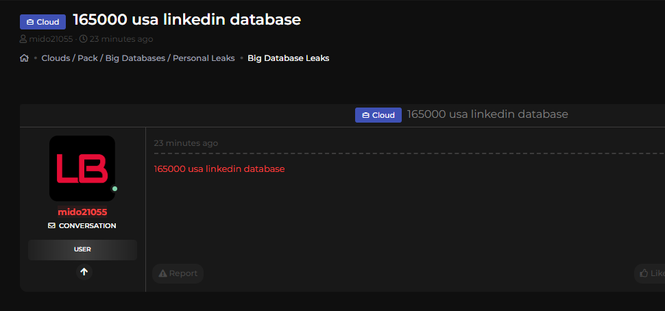 涉嫌数据泄露美国LinkedIn数据库-xLab 威胁情报