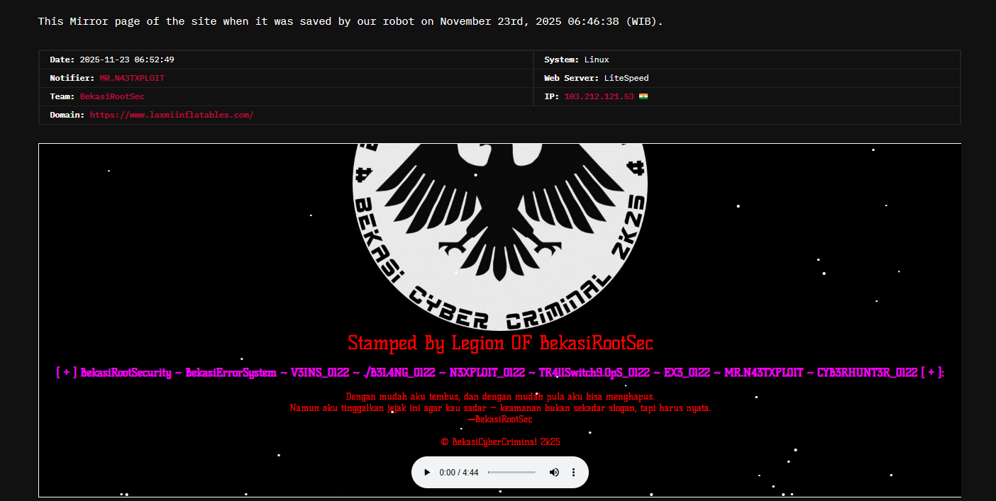BekasiRootSec瞄准Laxmi Inflatables网站-xLab 威胁情报