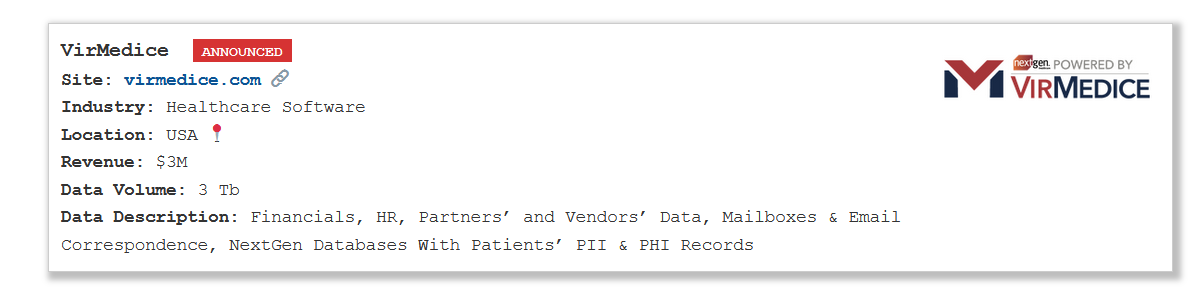 VirMedice成为PEAR勒索软件的受害者-xLab 威胁情报