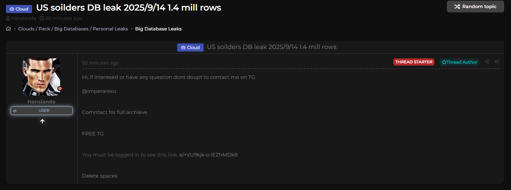 涉嫌出售美国士兵数据-xLab 威胁情报