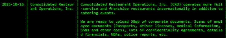 Consolidated Restaurant Operations成为akira勒索软件的受害者-xLab 威胁情报