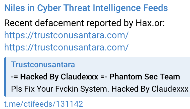 Hax.or targets the website of Trustco Nusantara-xLab 威胁情报