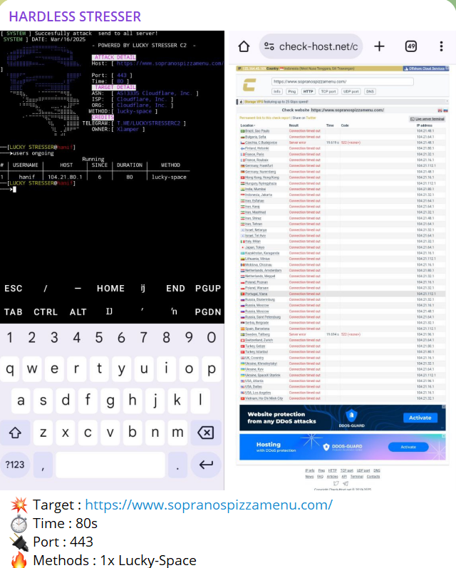 HARDLESS STRESSER瞄准了黑道家族Pizza·埃斯孔迪多的网站-xLab 威胁情报