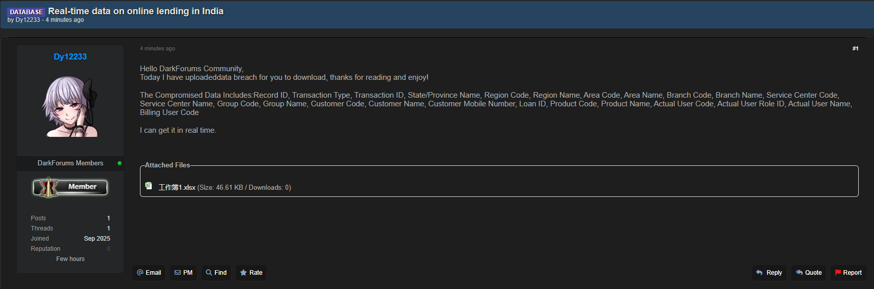 印度实时在线借贷记录涉嫌数据泄露-xLab 威胁情报