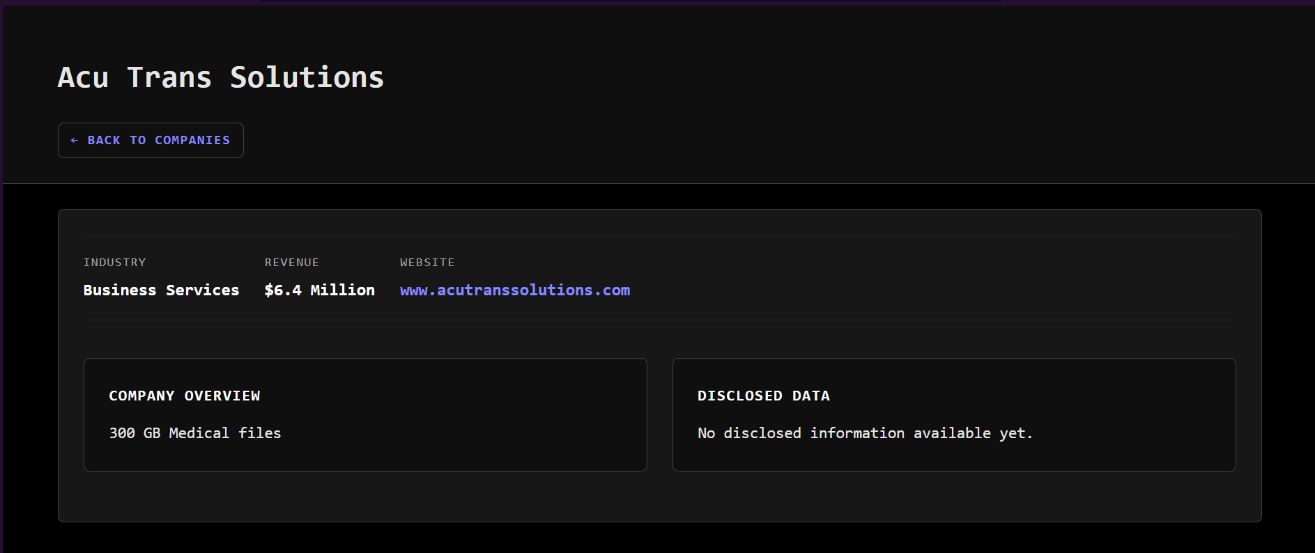 Acu Trans Solutions LLC涉嫌数据外泄-xLab 威胁情报
