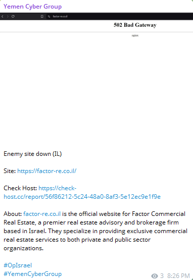 YEMEN CYBER GROUP targets the website of Factor Commercial Real Estate-xLab 威胁情报