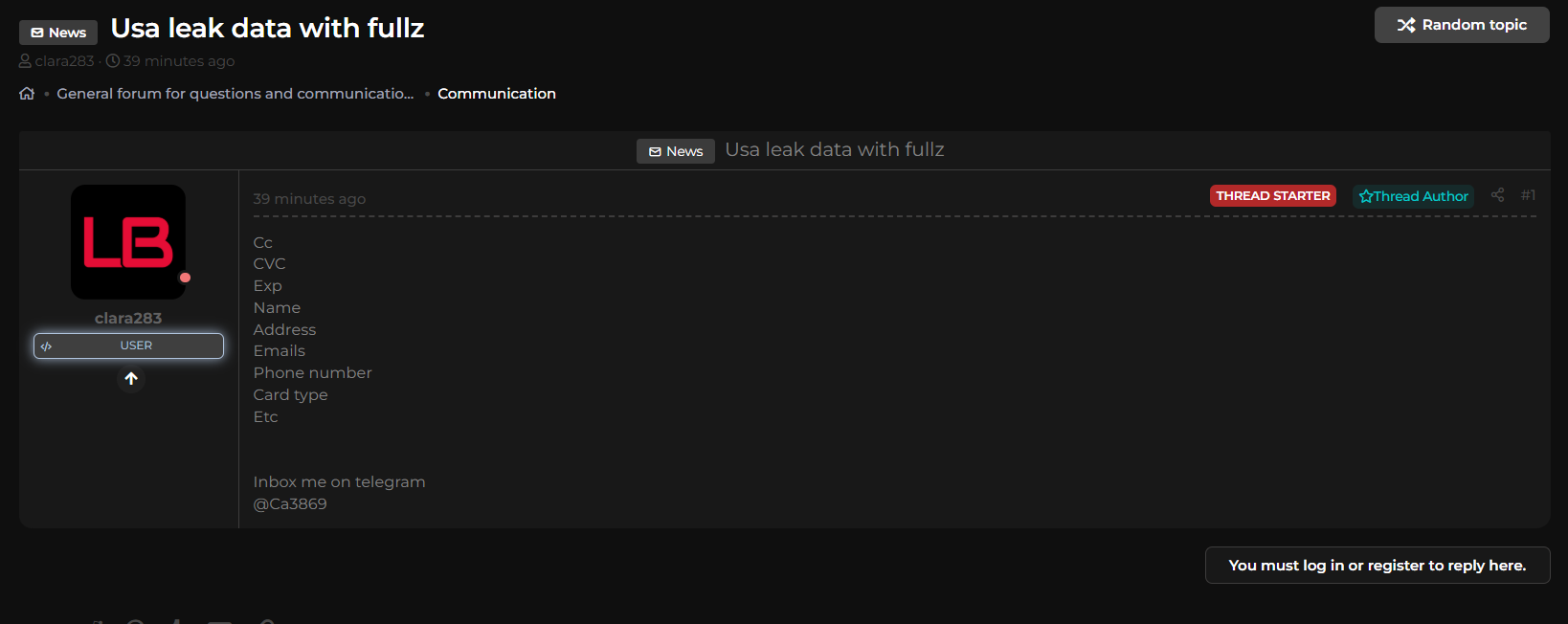 涉嫌出售来自美国的fullz数据-xLab 威胁情报