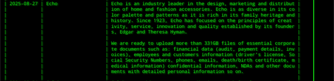 Echo成为Akira勒索软件的受害者-xLab 威胁情报