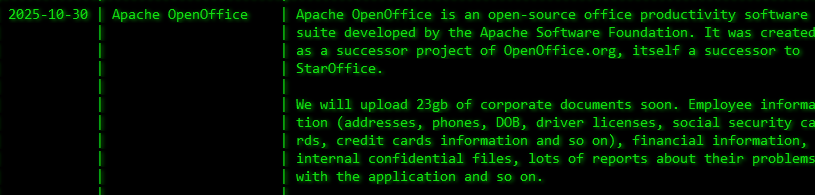 Apache OpenOffice成为akira勒索软件的受害者-xLab 威胁情报